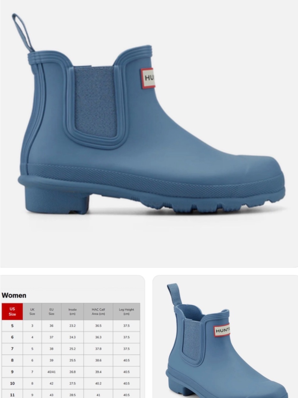 Hunter Matte Dusty Blue Chelsea Rain Ankle Booties